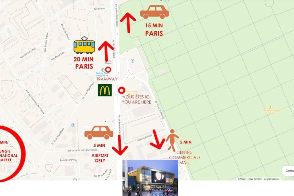 Appartement Paisible Et Bien Situe - Proche Aeroport D'Orly Et Tramway Pour Paris Thiais Exterior foto